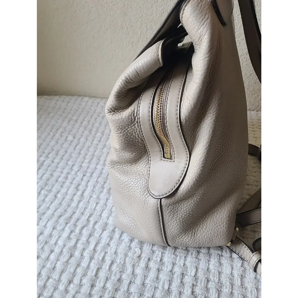 Michael Kors Pebbled Leather Backpack in Light Cream with Gold Hardware